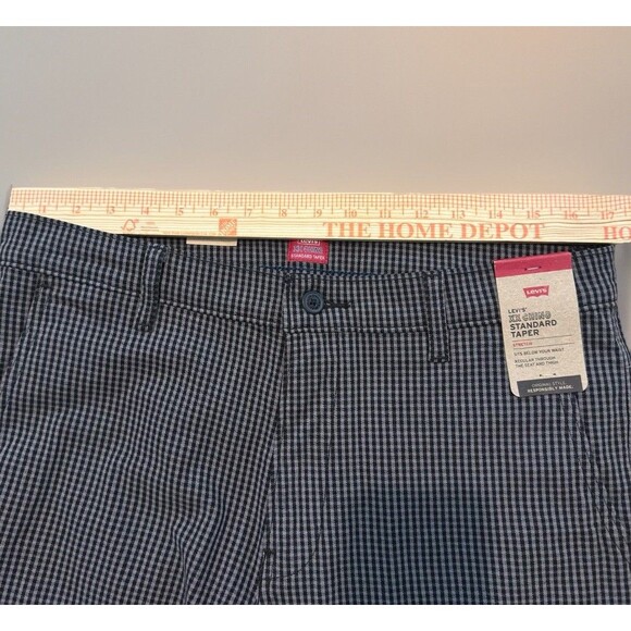 NEW Levis XX Chino Standard Taper Mens 33x32 Black Plaid Stretch Pants - Picture 5 of 8